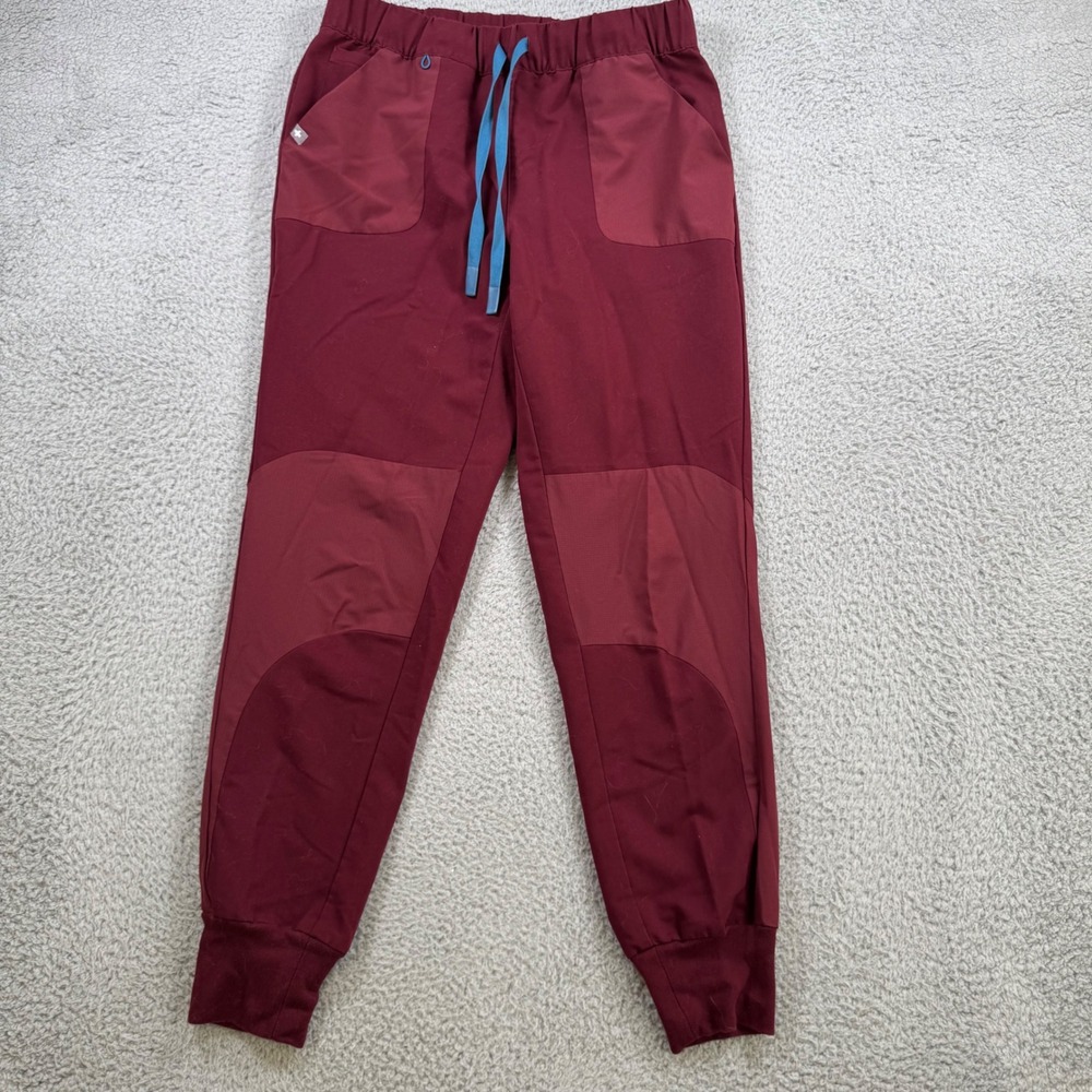 Disney x FIGS Zamora Jogger Scrub Pants Womens XS Burgundy‎ Mickey Mouse Maroon